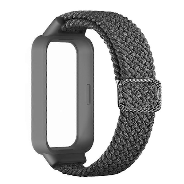 Til Xiaomi Smart Band 9 Active Redmi Band 3 Vævet Nylon Rem Snap-On Etui Urrem - Grå Multicolor Grey