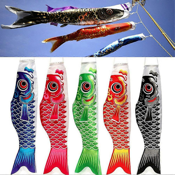55cm Japansk Nobori Koinobori Karpe Streamer Vindpose Fisk Flag Drage Hjemmeindretning JIKAIX Black