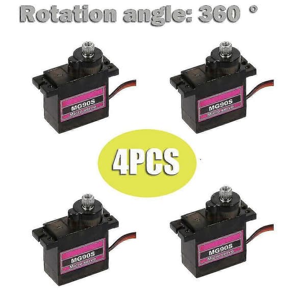 4st Mg90s Micro Metallväxel 9g Servo För Rc Flygplan Helikopter Bil 360 -Sy