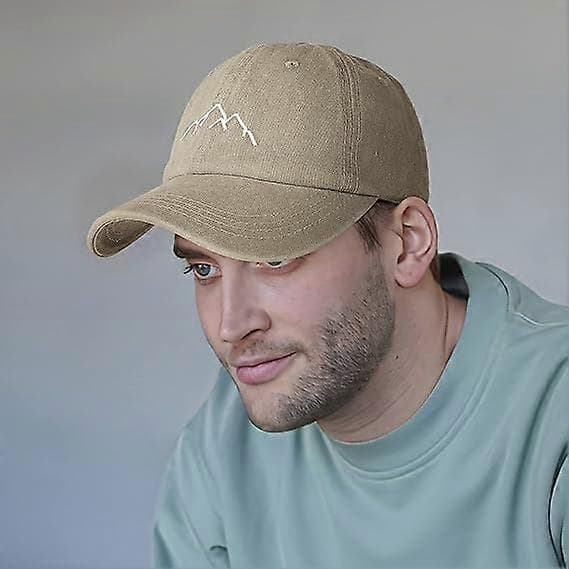 Baseball Cap Herre - Vintage Vasket Far Hat Peak Cap Justerbar Bomuld Khaki
