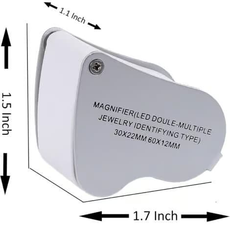 LED-belyst juvelerarlupp, dubbelfokusförstorare, 60X, 12MM och 30X, 22MM