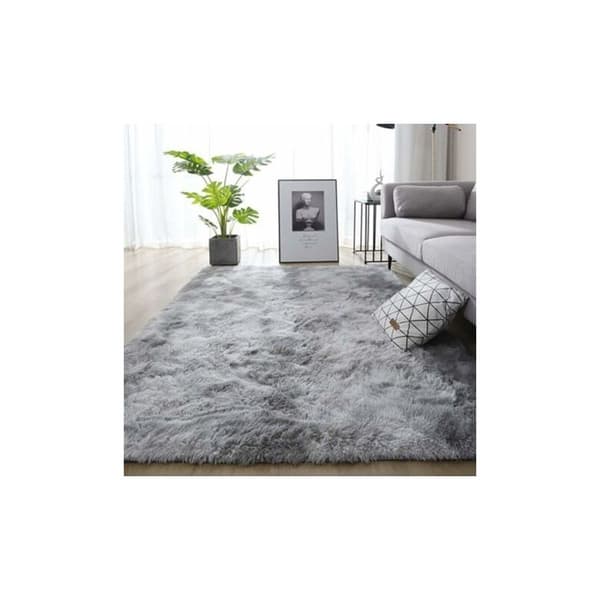 Mykt teppe 120x200 cm, 4 cm lang lugg, sklisikkert, for barne- og kjæledyrrom, lysegrå