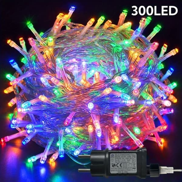 300 LED Plug-in Fairy String Lights, 8 Modes Timer Memory Function, Varm Hvit for Innendørs Utendørs Juletre Halloween Festdekorasjoner