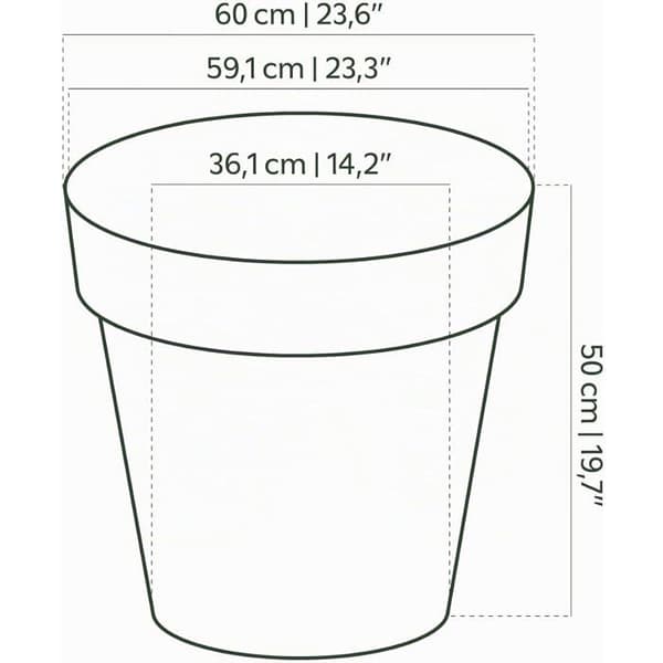 Capri Rund Vas 60cm Vit - Klassisk Design i Återvunnet Material med Fat - Inomhus- och Utomhusdekoration