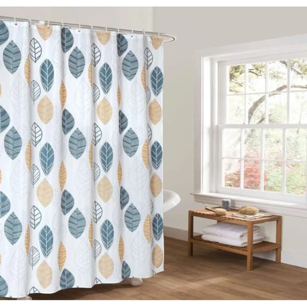 Duschdraperi Badrumsgardin, Växtblad Geometriska Blommor Mönster Polyester Vattentätt Tyg Badgardin, 180x180cm