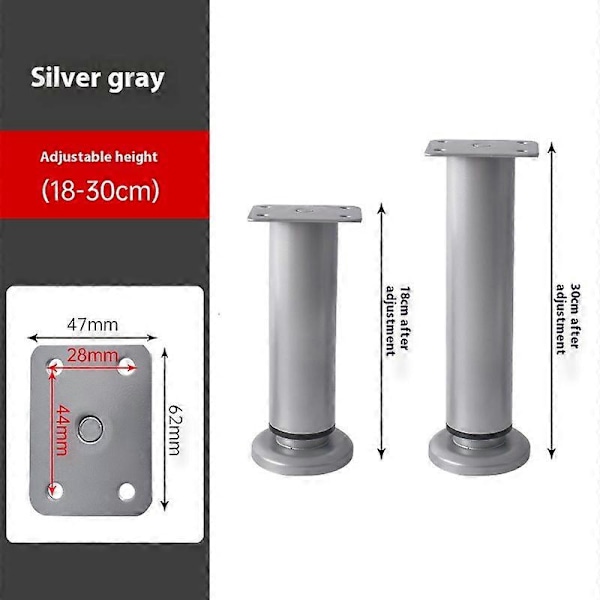 Helposti asennettava 4 pöydänjalan sarja, korkeussäädettävä sopimaan erilaisiin kodin tyyleihin Gray 18cm-30cm