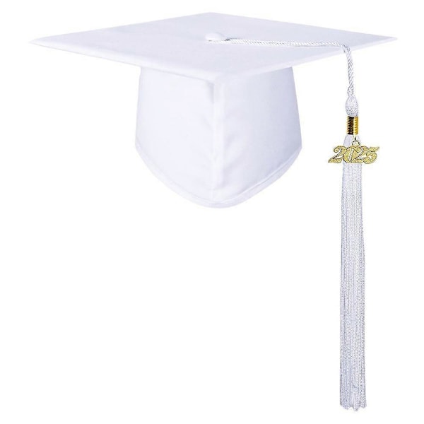 Matt Gradueringshatt for Voksne Unisex Justerbar Bachelorhatt med 2025-Charm Lange Dusker Gradueringsantrekk Bachelorhatt for College Gradueringsbilder Pa White