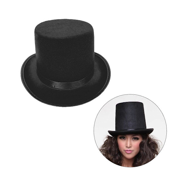 Rollspels Magikerhatt Platt Topphatt för Vuxen Rund Hatt Scenshow Huvudbonad Maskerader Hög Hatt Manlig Gentleman Hatt Blå L Blue L