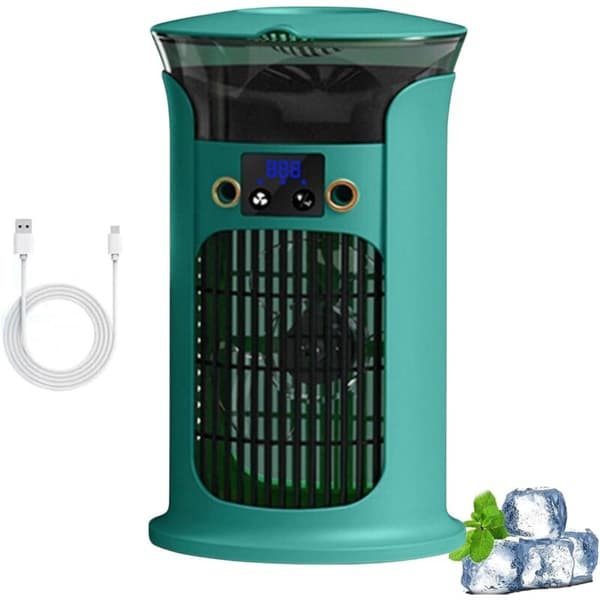 Mobilventilator, 880 ml luftkøler, mini mobilventilator med 3 hastigheder, lydløs tårnventilator, mini bærbar ventilator til hjem og kontor (grøn)