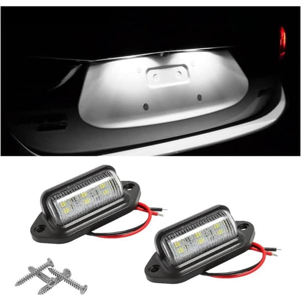 2 STK LED Nummerpladelys, Vandtæt 6 LED Bageste Nummerpladelys, Til Lastbil Varevogn Trailer Biler Køretøj (Hvid)