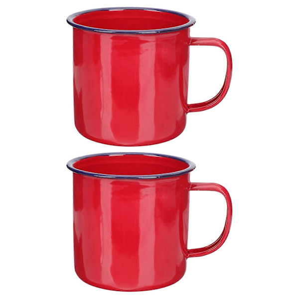 2 st emaljmugg vintage vattenkopp hushållsdrickskoppar kontorsvattenkoppar