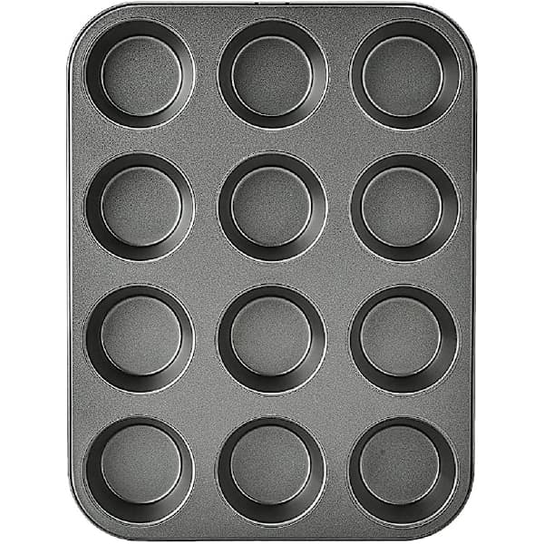 Non-stick rund muffinsform i karbonstål, 2-pakning, grå