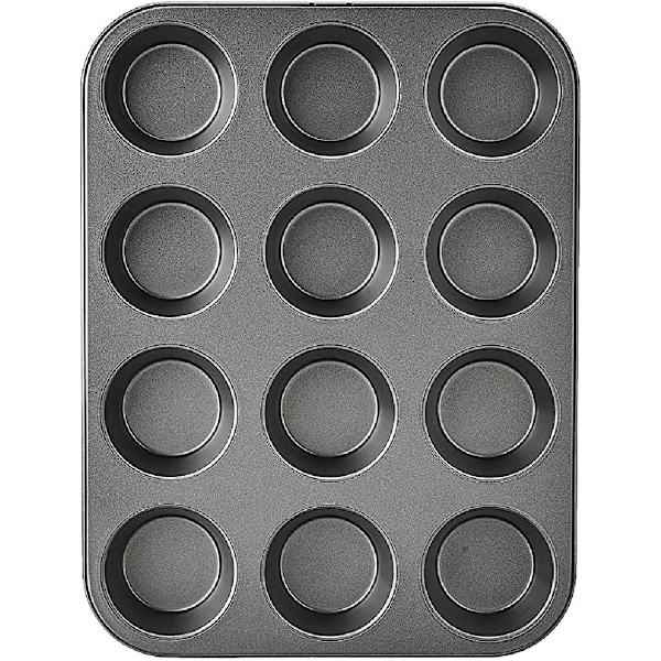 Non-stick Runde Muffinforme i Kulstofstål, 2-pak, Grå