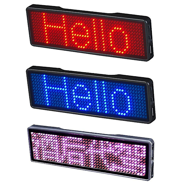 Bluetooth LED-skilt, Oppladbart digitalt LED-navneskilt for festkonferanse med DIY programmerbar rullende melding. red