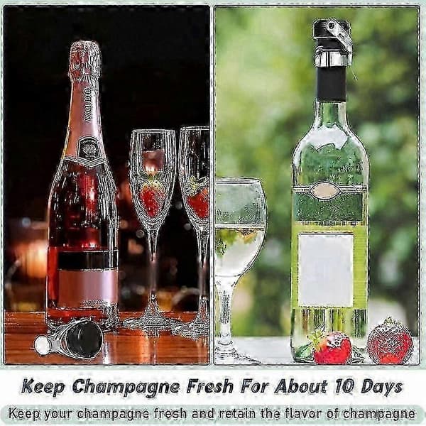 12-pakning champagnekorker i rustfritt stål, 2,71x1,93 tommer, holder boblene friske