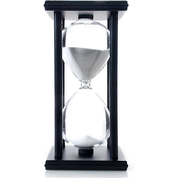 60 minuters timglas, sandtimer i trä, lämplig för studier, middagar, kontor, vardagsrum White black