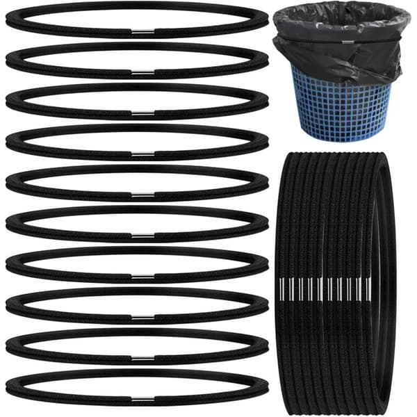 Pakke med 20 elastiske gummibånd for 30-100 liters søppelkasser, støttestropper for søppelkasser, stropper for søppelpose-skap, søppelposeforing, hjem, kontor