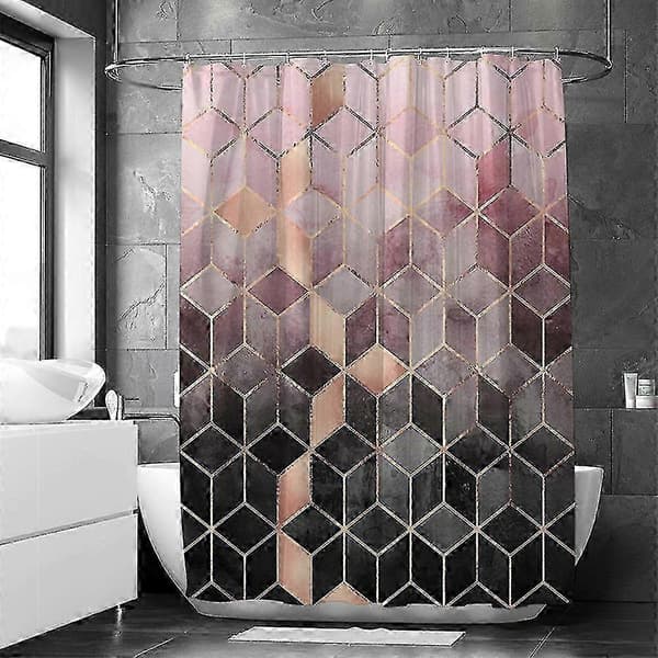 Moderne Badeværelse Vandtæt Bruseforhæng Pink 180x200cm