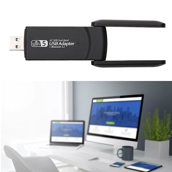 1300 Mbps Trådløs USB WiFi-adapter, USB 3.0 Wifi Dongle PC Nettverksadapter