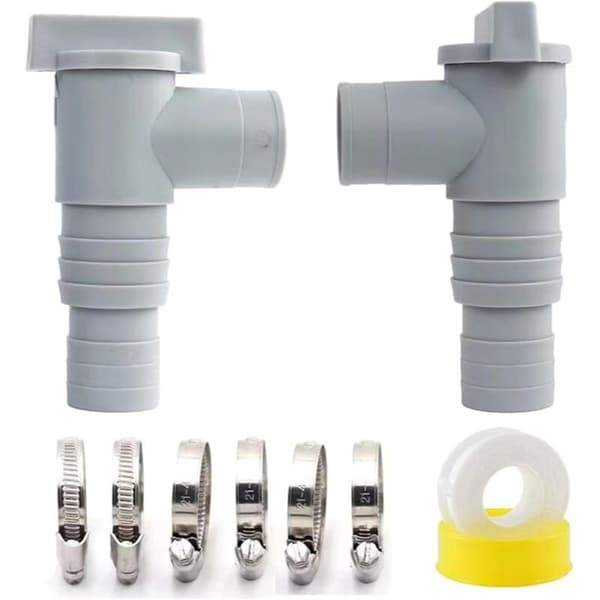 2-delt Intex Poolventilfitting, 32/38mm Poolafspærringsventilsæt, PVC Slange 32mm, Poolvedligeholdelsestilbehør