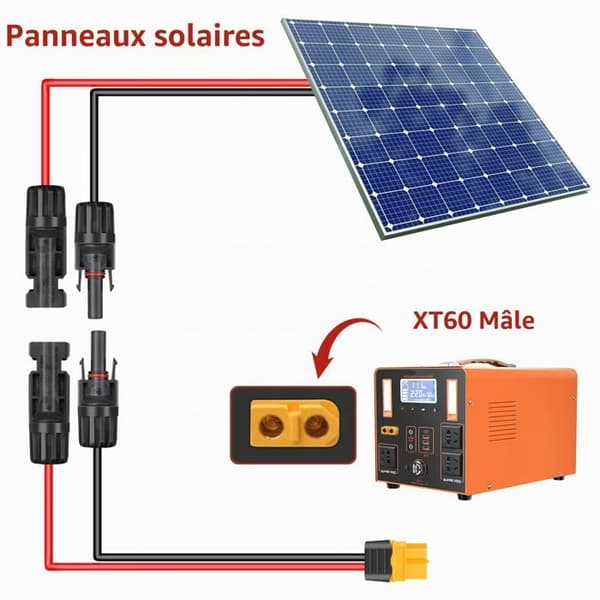Solpanelkontakt till XT60-adapterkabel 12AWG | Solcellsladdningskabel Solkontakt, Solcellsförlängningskabel