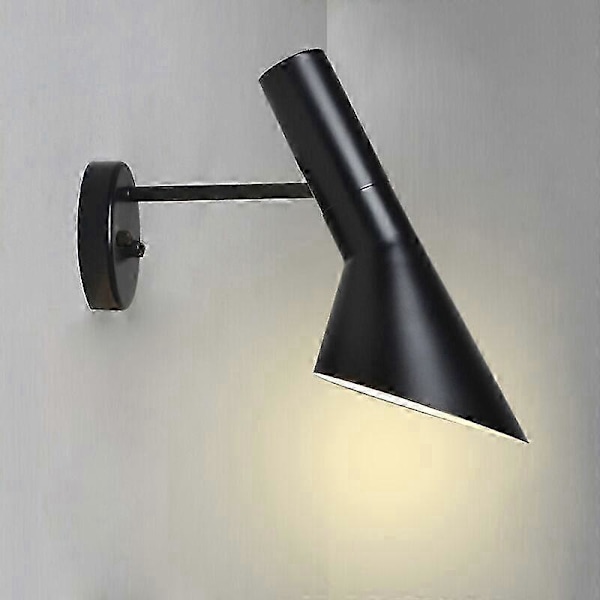 Nordisk Modern Vägglampa med Strömbrytare Läslampa Stilren Design Justerbar Svart E27 för Sovrum Vardagsrum - I Lager