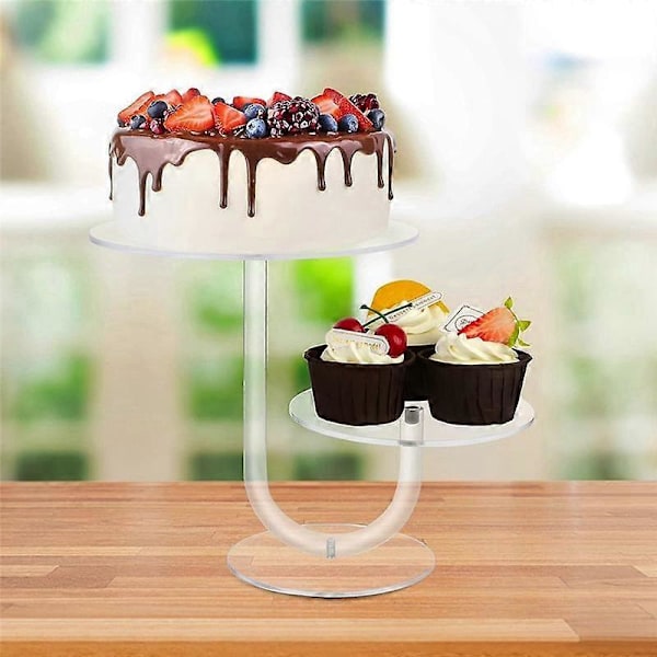 2-lags Cupcake Display Stand Rund Akryl Kagehylde DIY Slik Dessert Tårn Rack Bryllupskage Dekoration