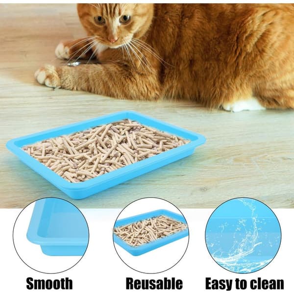 Sett med 5 grunne kattedoer i plast for innekatter (5 farger)
