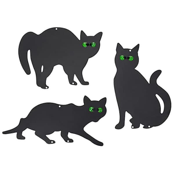Kattfigur Markinsats Dekor Set med 3 2D Livslevande Kattunge med Reflekterande Ögon