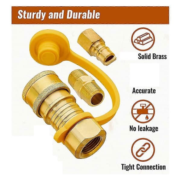3/8 tommers hurtigkoblinger for naturgass, 100 % solid messing LP-gass propan slange hurtigkobling K