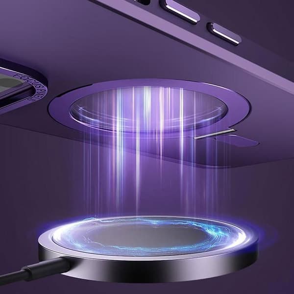 Magnetisk deksel kompatibelt med iPhone 14 Pro Max - frostet gjennomsiktig lilla