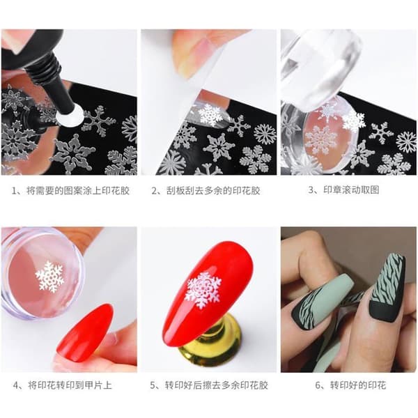 Stempel til fransk manicure - Gennemsigtigt silikonestempelsæt til neglekunst