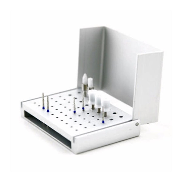 1 stk. 58 hullers dentalborholder stand autoklave desinfektionsboks etui Silver