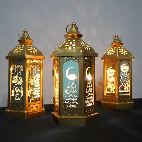 Eid Mubarak Metall LED-lys, lykt, batteridrevet nattlys, Ramadan-dekorasjon - Stjerne