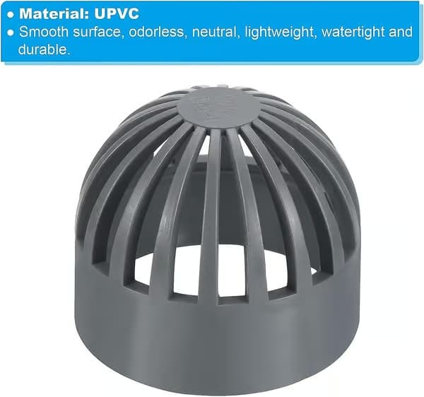 2 tommer (ca. 5,1 cm) Atrium dreneringsrist, 3-pakning rund utendørs UPVC-avløpsadapter for dreneringssystem, grå