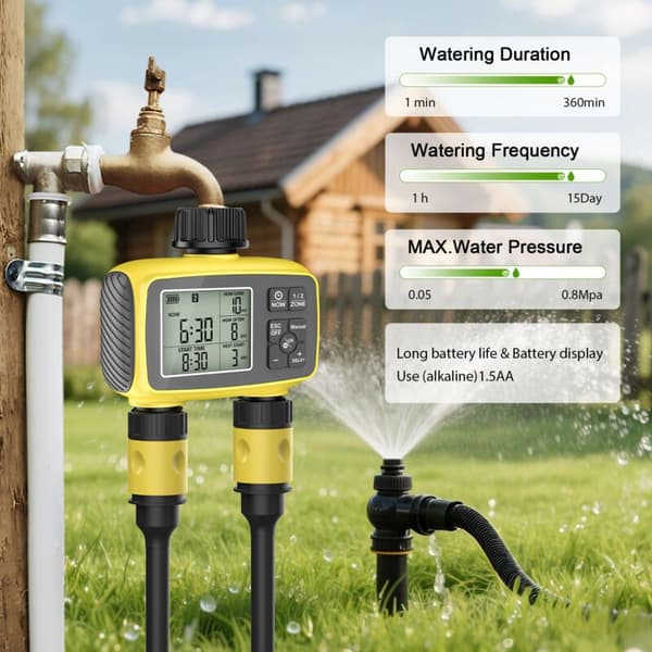 Smart dobbeltudløbs vandingsventil med timer til udendørs have