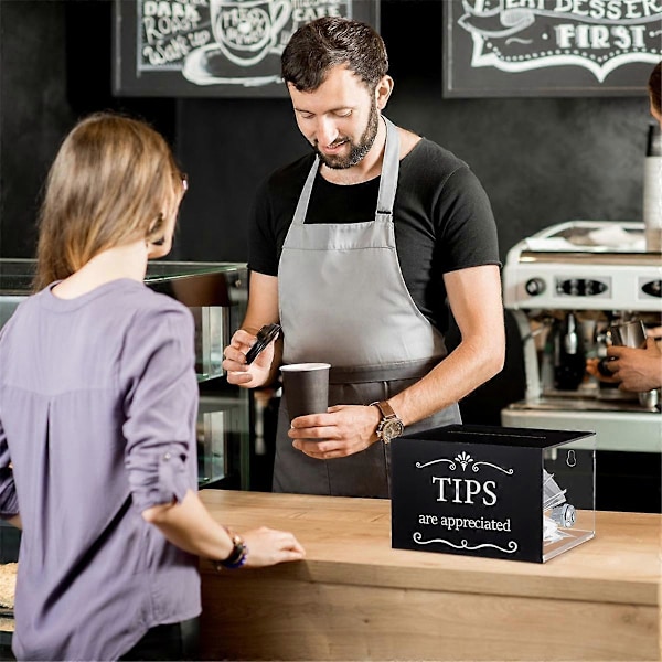 Tipsbokser for penger 15 x 10 x 13 cm Tipssamleboks med lås Donasjonsforslagsboks for tipsoppbevaring