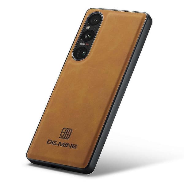Skal för Sony Xperia 1 V Anti-scratch PU Läder+PC+TPU Telefonfodral Brown