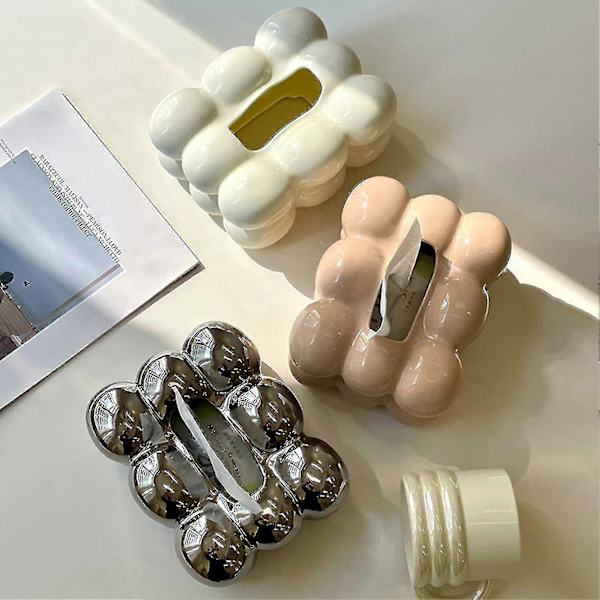 Servettlåda Hög Kapacitet Dammtät Marshmallow Form Servettfodral white