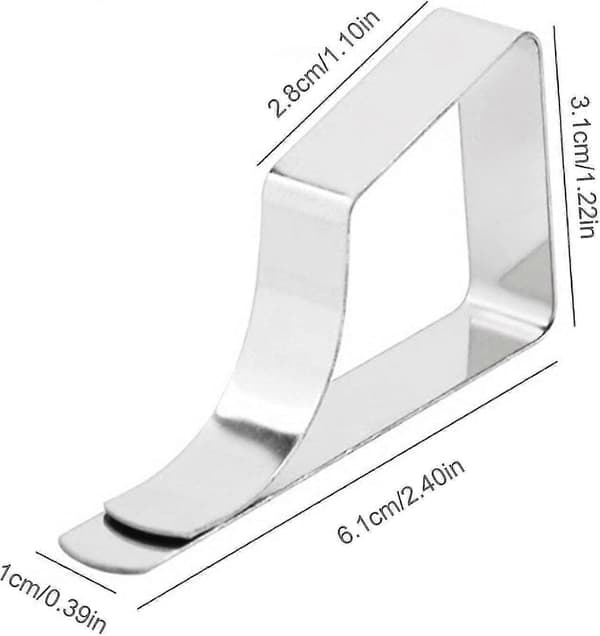 8-pak Bordklip i rustfrit stål, dugeclips, 8-pak Bordklip i rustfrit stål, dugklemmer Silver