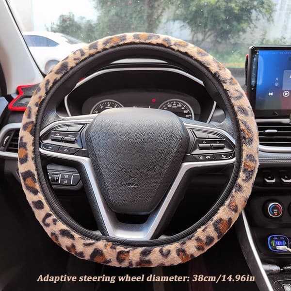 Rattmuff med leopardmönster för kvinnor, universal, halkfri, varm för vintern, plyschrattmuff, brun