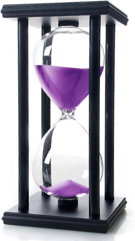60 minuters timglas, sandtimer i trä, lämplig för studier, middagar, kontor, vardagsrum Black purple