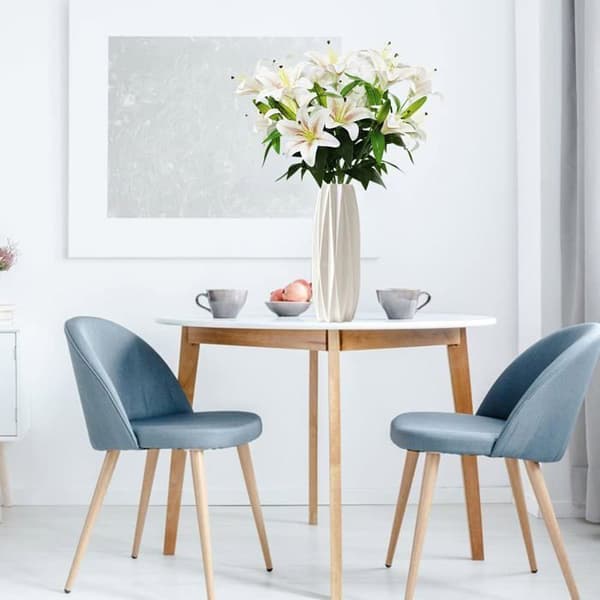 8 stk. 60 cm kunstige liljer med 2 knopper for bryllup, hjem, hotell, kontor - Champagne
