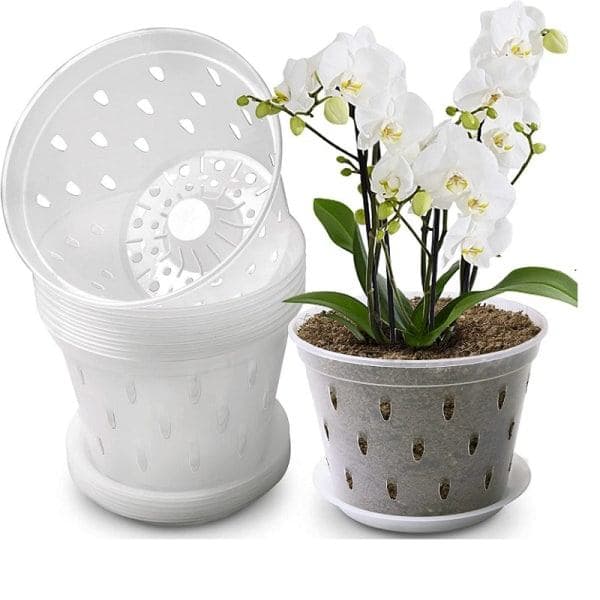 5 stk. 5 tommer plastik orkidé blomsterpotte transparent orkidé