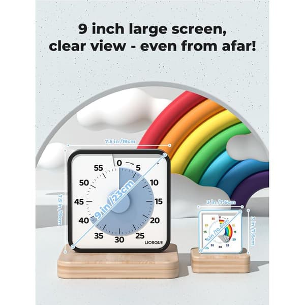 10 cm visuel timer, 60-minutters nedtælling med stort display til børn og voksne, lydløs timer til køkken, skole, kontor, batteri inkluderet (blå)