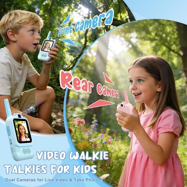 Sæt med 2 Video Walkie-Talkies - Dobbeltkamera - ABS - USB-C Genopladelig - Børn 3-12 År