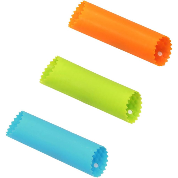 3-pack Vitlöksskalare i Silikon, Enkel Vitlöksrullare för Vitlökspress, Grönsaksskalare för Köksredskap