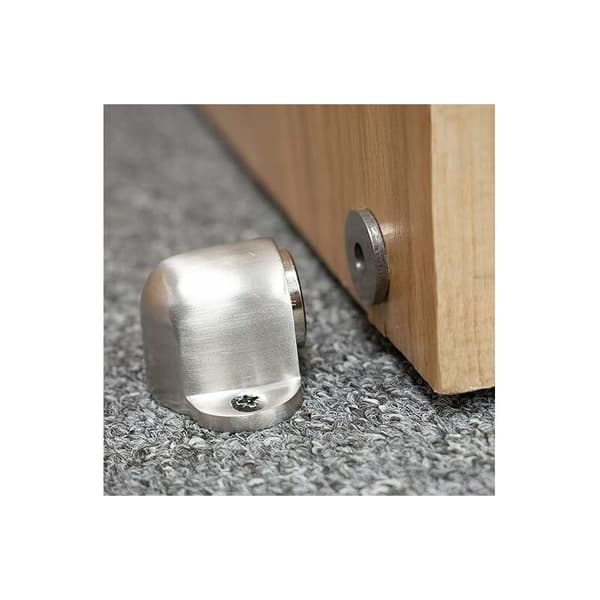 Magnetisk dörrstopp, golvmonterad, borstad metall