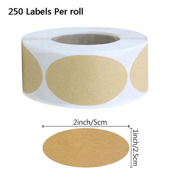 100 stk/rull Oval DIY Blanke Kraftpapir Etiketter Håndlagde Bakeklistremerker Limforsegling Etiketter Gavemerker Dekor For Syltetøyglass