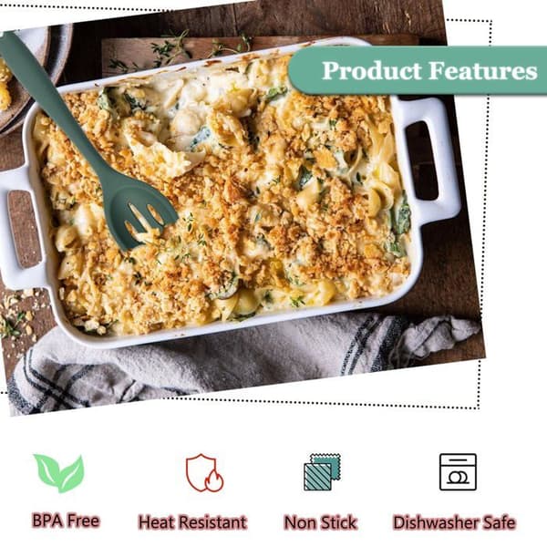 3-delat 28 cm silikonskedset för köket - Non-stick och hållbart för blandning, matlagning och servering (mörkgrön)